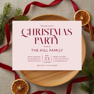 Christmas Party Vintage Elegant Red Invitation