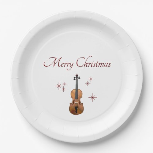 Christmas Party Violin Snowflakes Musical Paper Plates