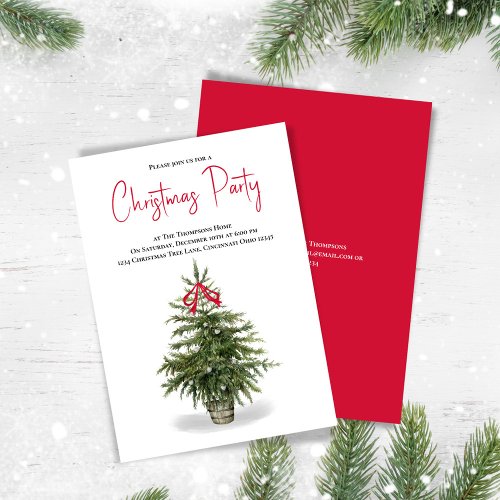 Christmas Party Watercolor Christmas Tree Party Invitation
