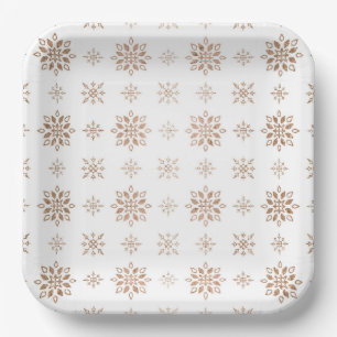 Christmas Party Watercolor Winter Snowflakes Paper Plates