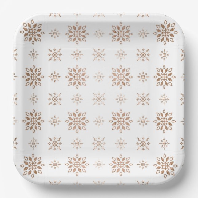 Christmas Party Watercolor Winter Snowflakes Paper Plates (Front)