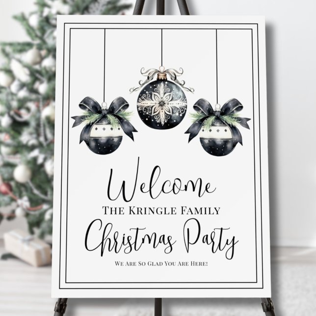 Christmas Party Welcome Sign (Simple Winter Christmas Party Welcome Sign)