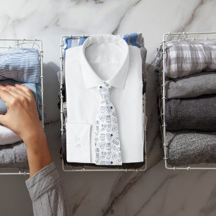 Christmas Party white blue knitted winter wear Neck Tie