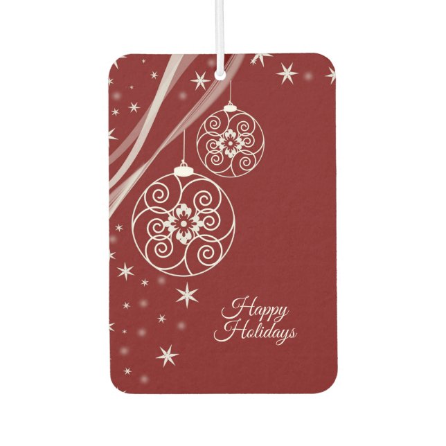 Christmas Party White Ornaments Stars Red Elegant Air Freshener (Front)