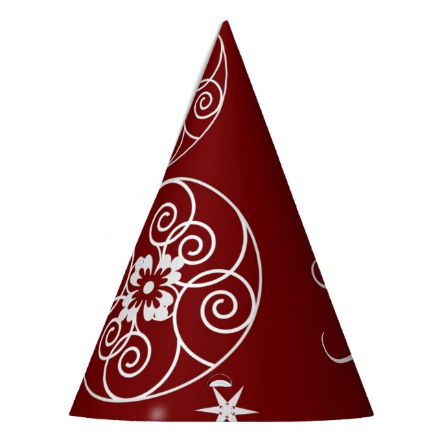 Christmas Party White Ornaments Stars Red Elegant Hat (Left)