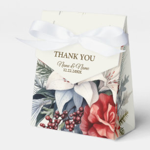 Christmas Party White Red Flowers Holidays Elegant Favor Boxes