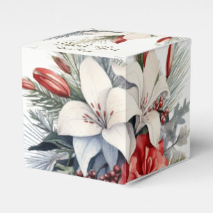 Christmas Party White Red Flowers Holidays Elegant Favor Boxes
