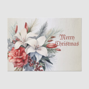 Christmas Party White Red Flowers Holidays Elegant Tissue Paper