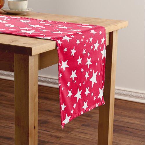 Christmas Party White Stars Red Customer Template Short Table Runner