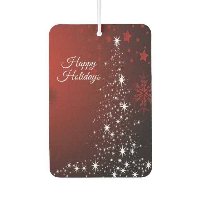 Christmas Party White Stars Tree Red Snowflakes Air Freshener (Front)