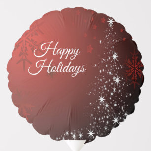 Christmas Party White Stars Tree Red Snowflakes Balloon
