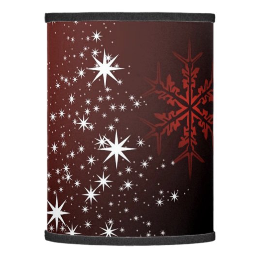 Christmas Party White Stars Tree Red Snowflakes Lamp Shade (Left)