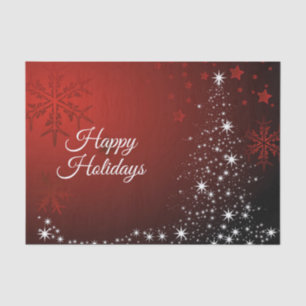 Christmas Party White Stars Tree Red Snowflakes Tissue Paper