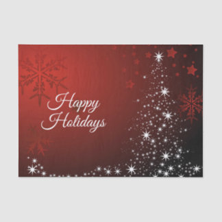 Christmas Party White Stars Tree Red Snowflakes Tissue Paper