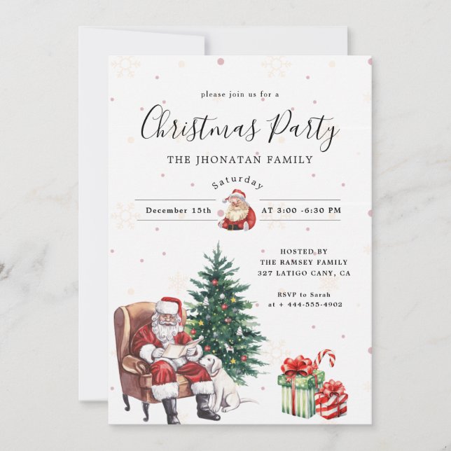 Christmas Party Winter Botanical Invitation (Front)