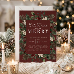 Christmas Party Winter Botanical Invitation