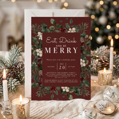 Christmas Party Winter Botanical Invitation
