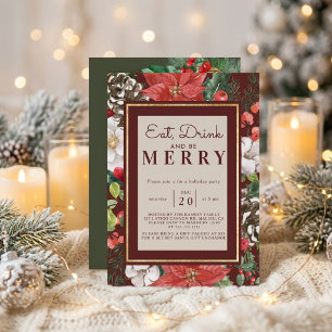 Christmas Party Winter Botanical Invitation