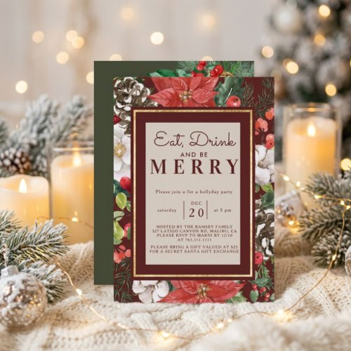 Christmas Party Winter Botanical Invitation