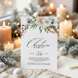 Christmas Party Winter Botanical Invitation