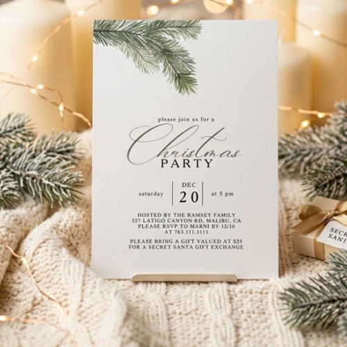 Christmas Party Winter Botanical Invitation