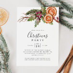 Christmas Party Winter Botanical Invitation<br><div class="desc">Rustic and modern Christmas dinner party invitation card featuring watercolor illustration of winter botanicals - oranges,  mistletoe,  pine tree branch,  etc.</div>