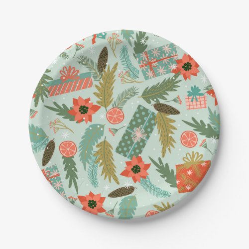 Christmas Party Winter theme Green Snowflake Paper Plates