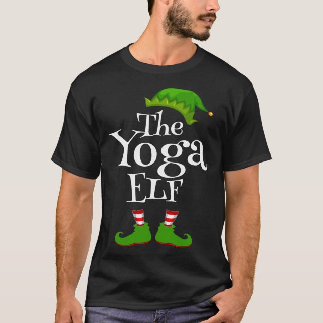 Christmas Party Yoga Elf Graphic T-Shirt (Front)