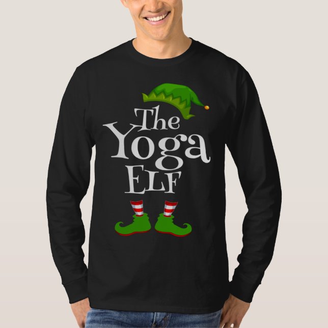 Christmas Party Yoga Elf Graphic T-Shirt (Front)