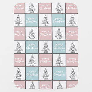 Christmas Pastel Blue and Pink Modern Pattern Baby Blanket