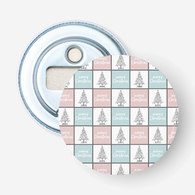 Christmas Pastel Blue and Pink Modern Pattern Bottle Opener (Front)