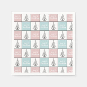Christmas Pastel Blue and Pink Modern Pattern Napkins