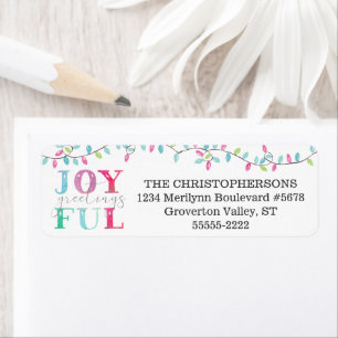 Christmas Pastel JOYFUL GREETINGS String Lights Label