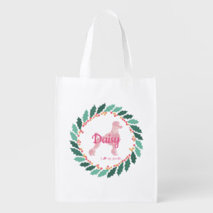 Christmas pastel pink poodle Bag Custom Photo