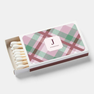 Christmas Pastel Plaid Monogram Matchboxes