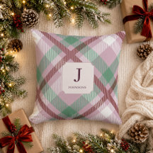 Christmas Pastel Plaid Monogram