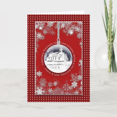 Christmas PastorFamily Country Church_Ornament Card