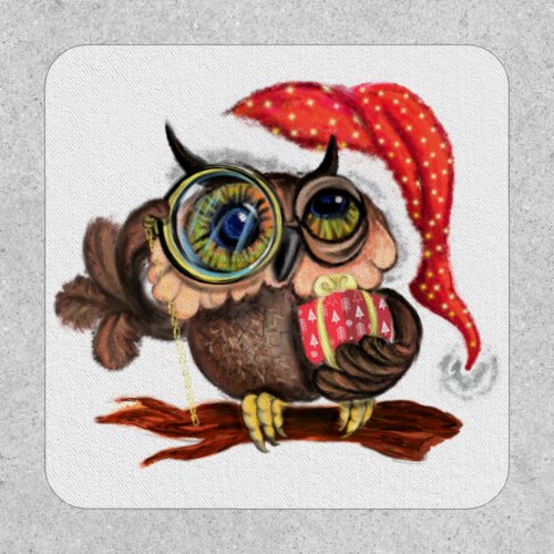 Christmas Patch Baby Owl with Gift