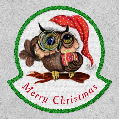 Christmas Patch Baby Owl with Gifts