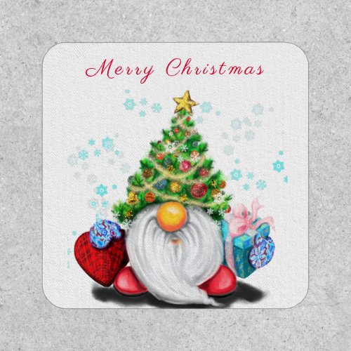 Christmas Patch Gift Gnome with Gift
