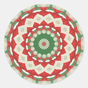 Christmas Patchwork Classic Round Sticker