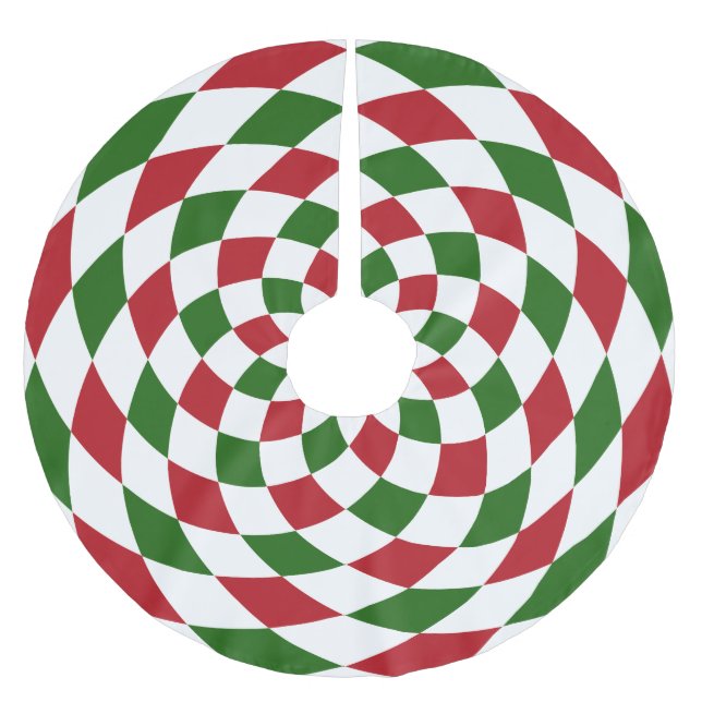 Christmas Patchwork Harlequin Pattern Brushed Polyester Tree Skirt (Front)