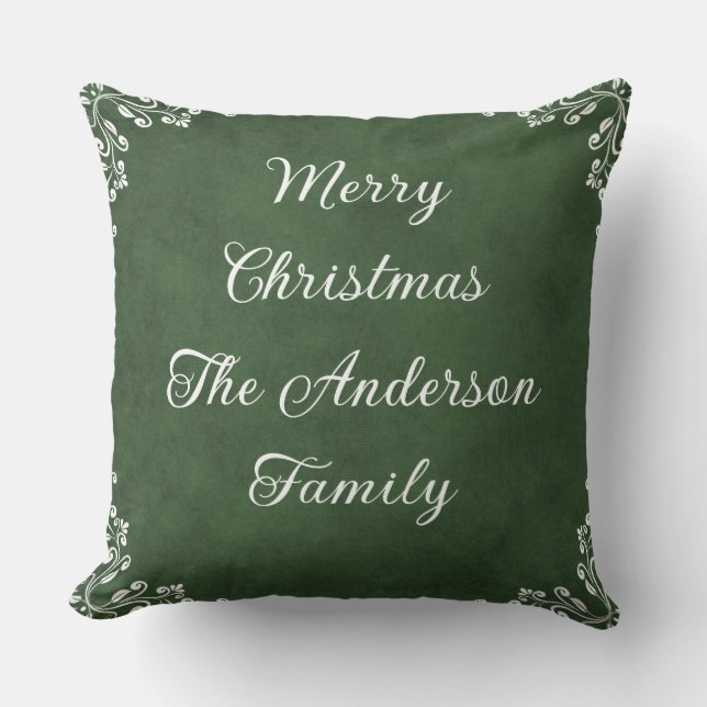  Christmas Patchwork Personalized Family Name Throw Pillow (Front)