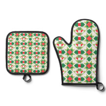 Christmas patchwork quilt oven mitt & pot holder