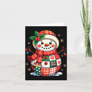 Christmas Patchwork Snowman - Quilted Holiday Aest Card