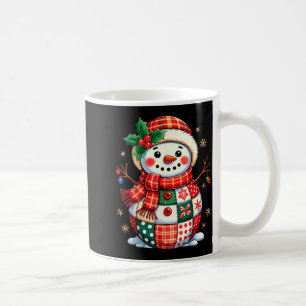 Christmas Patchwork Snowman - Quilted Holiday Aest Coffee Mug