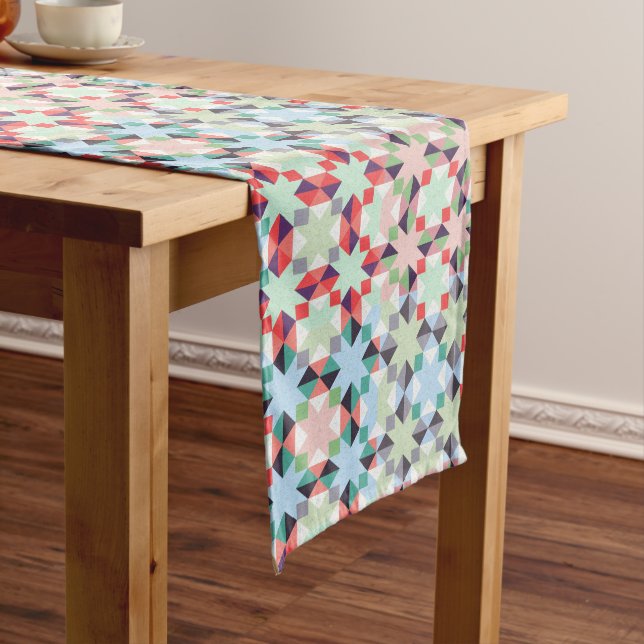 Christmas patchwork star  long table runner (In Situ)