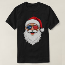 Christmas Patriotic Santa With Flag Aviator Shades