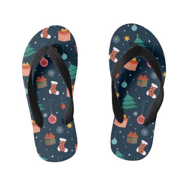 Christmas Pattern 96 Kid's Flip Flops (Footbed)