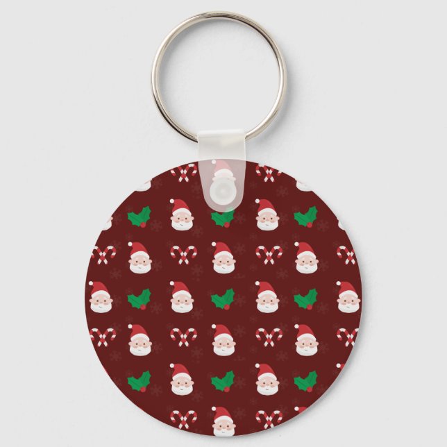 Christmas Pattern Aluminum Circle Keychain (Front)